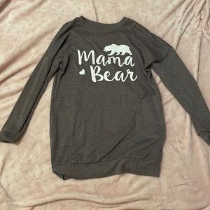 Size small charcoal Mama bear sweatshirt with pockets, new without tags